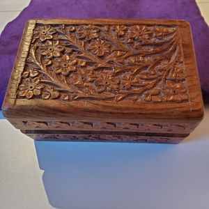 Wood box, carved
